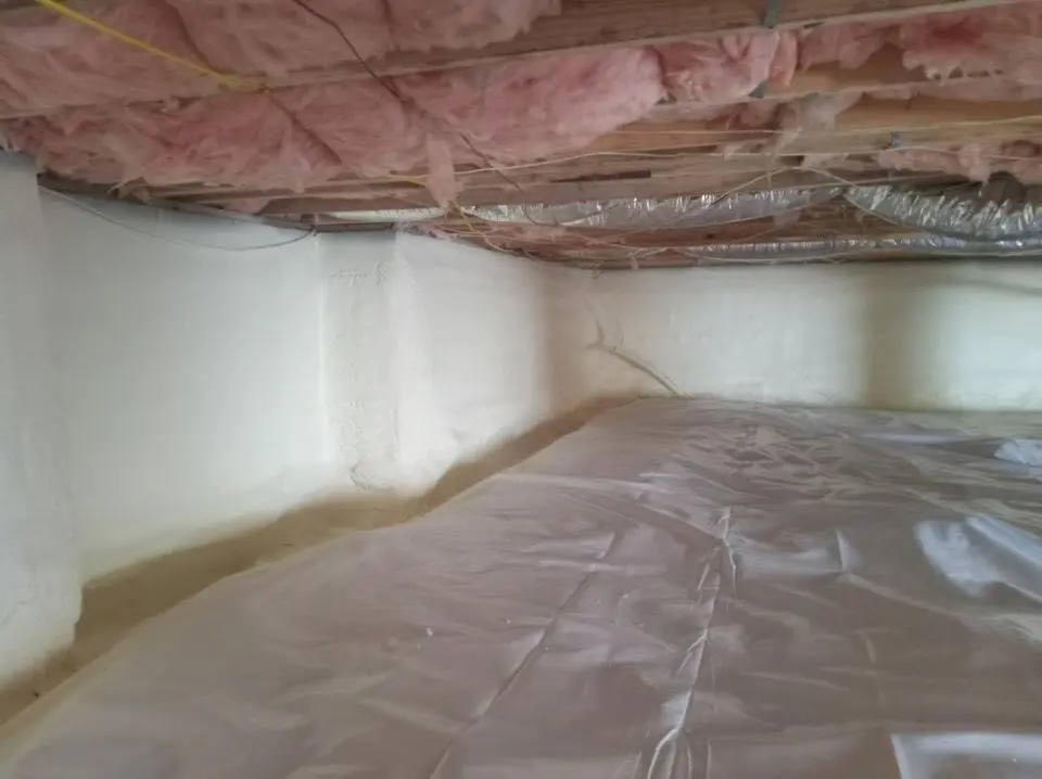 Crawl space encapsulation with closed-cell spray foam for Commercial Roof Restoration in Oakbrook